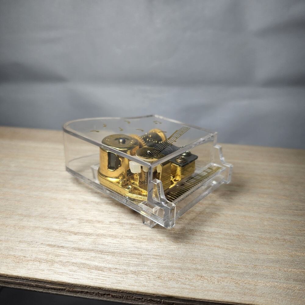 Vintage Sankyo Clear Lucite Grand Piano Music Box, TESTED and WORKING, Japan
